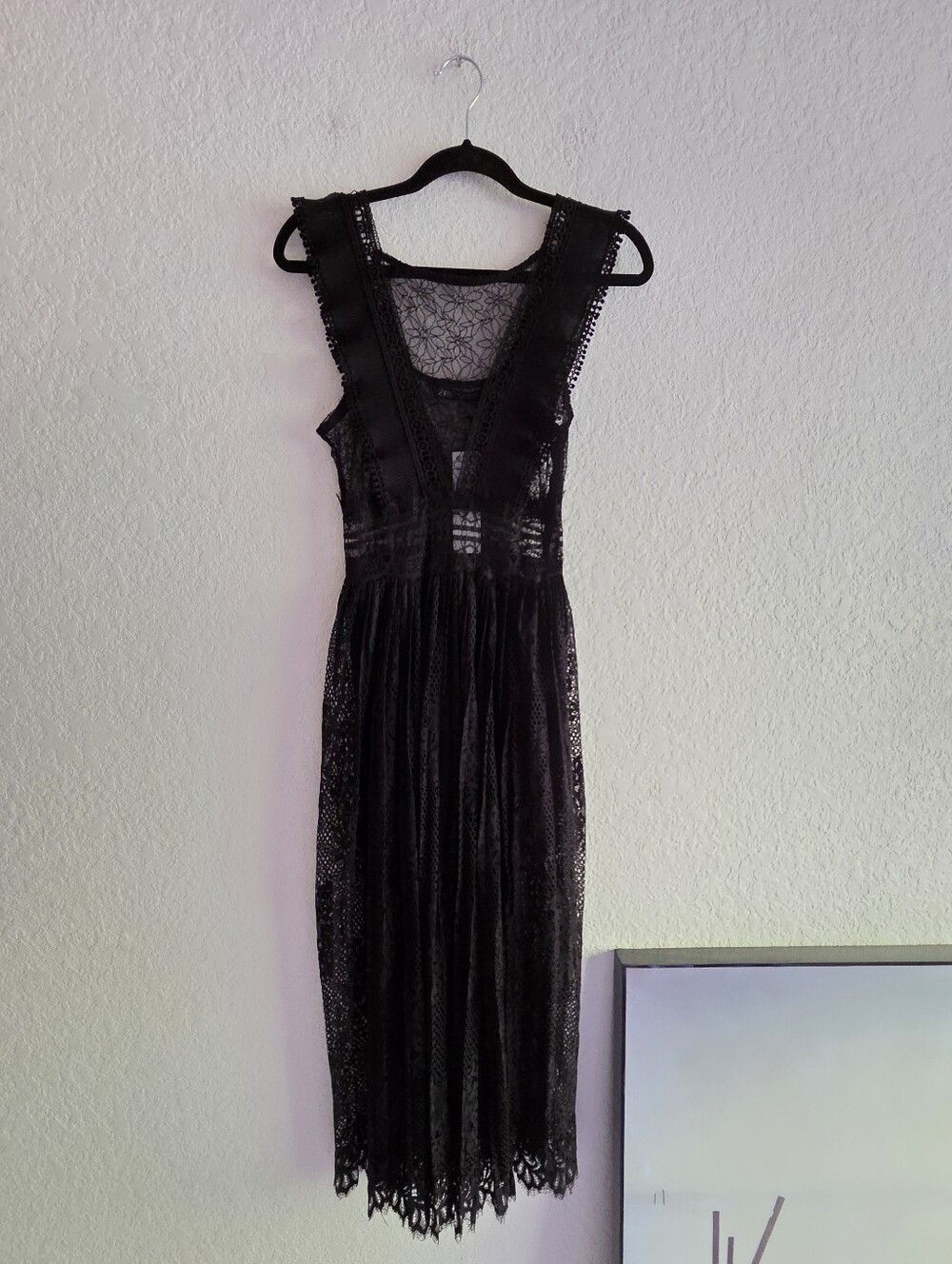 ZARA LACE BLACK MIDI DRESS  Size XS - Picture 12 of 12